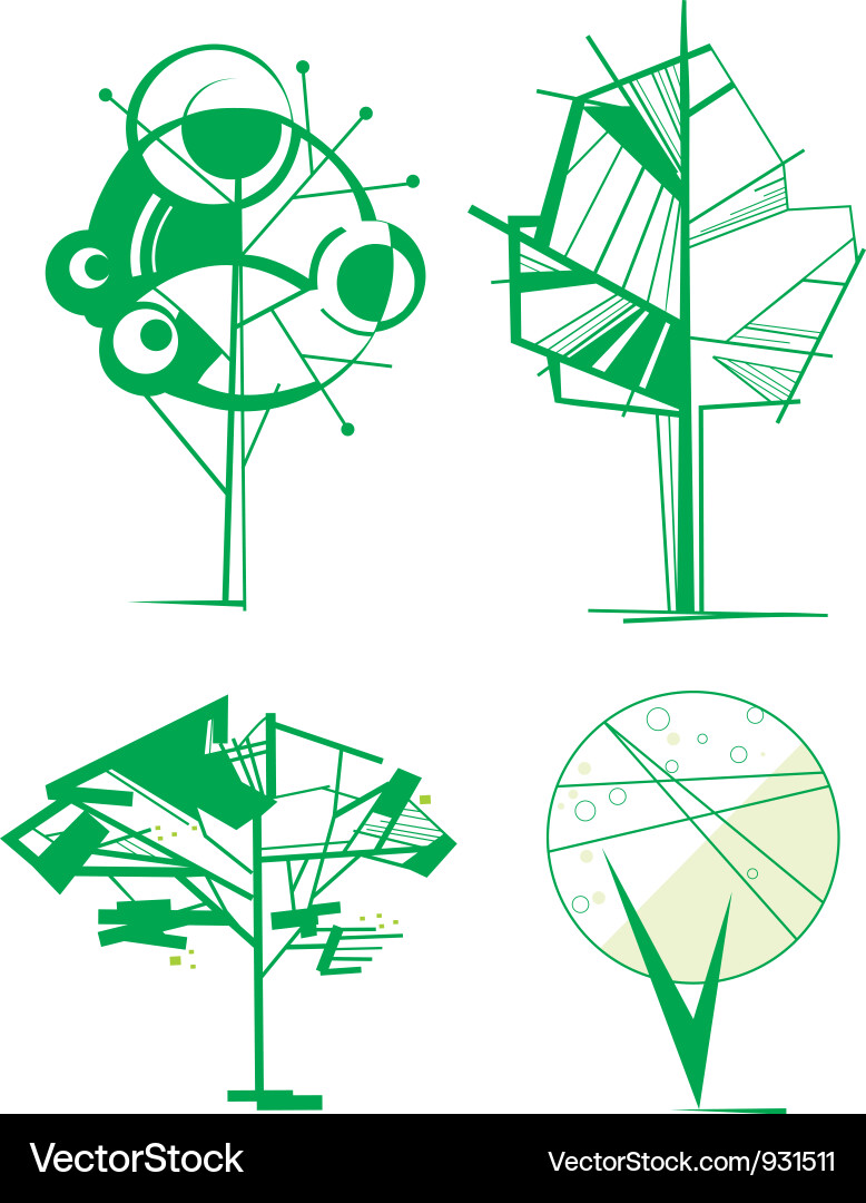 Decorative tree set Vector Image