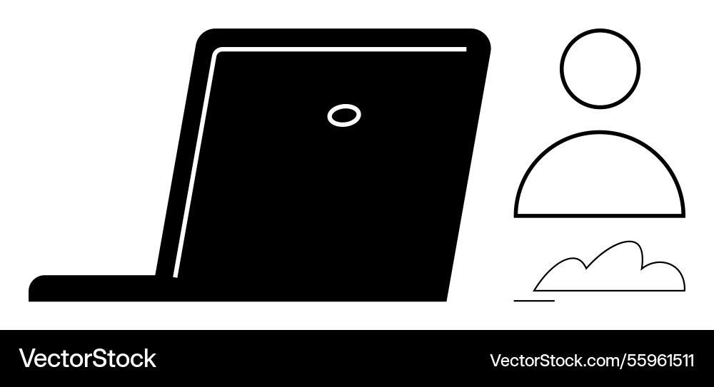 Digital workspace with laptop user profile Digital workspace with laptop user profile vector image