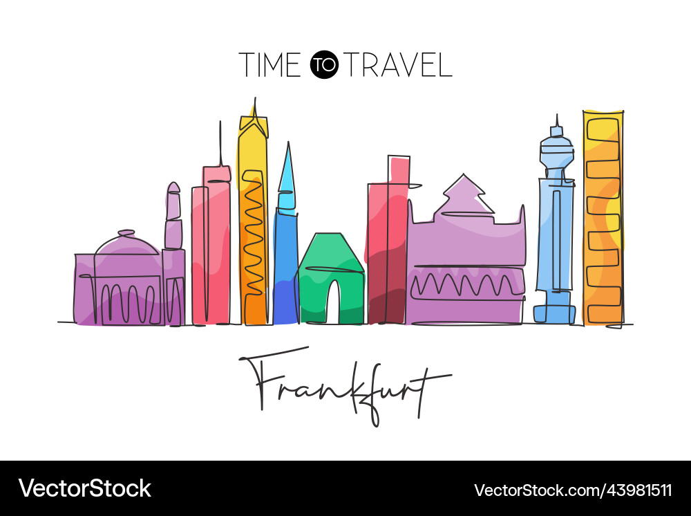 Eine einzige Linie Zeichnung frankfurt Stadt Skyline Eine einzige Linie Zeichnung frankfurt Stadt Skyline vektorbild