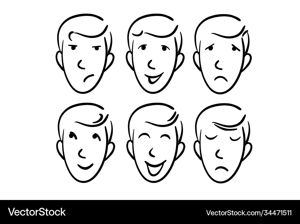 Faces with different types moods Faces with different types moods Vector Image