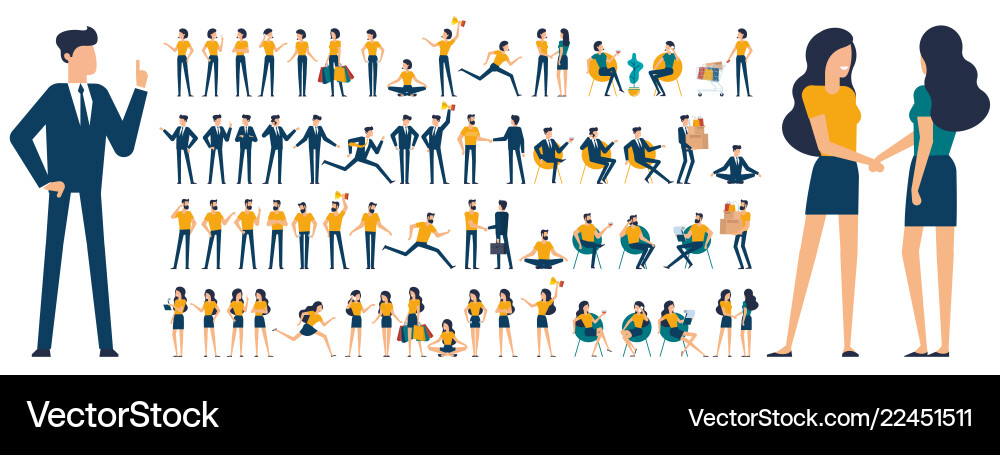 Flat Character Animation Poses Set vector image