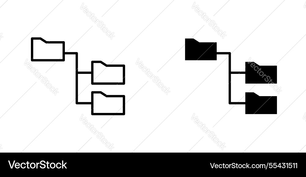 Folder tree icons set in filled and strokes Vector Image