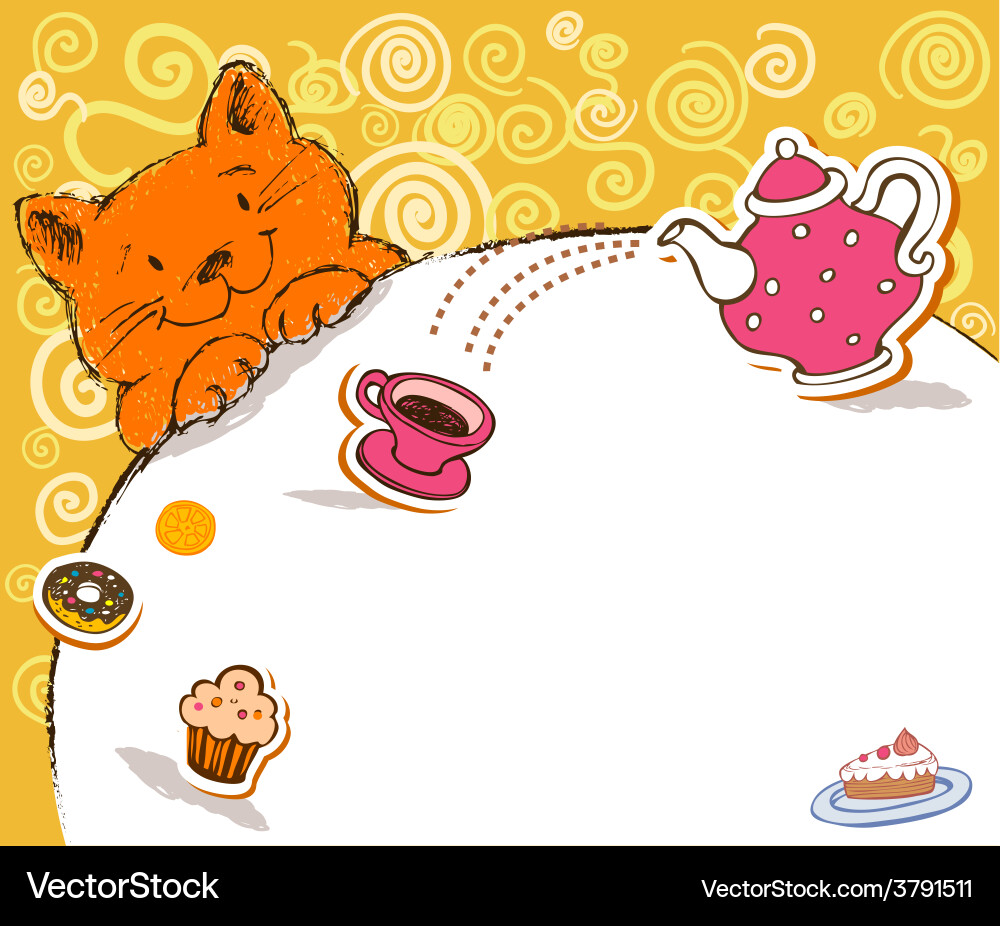 Greeting card with red cat and place for text Vector Image