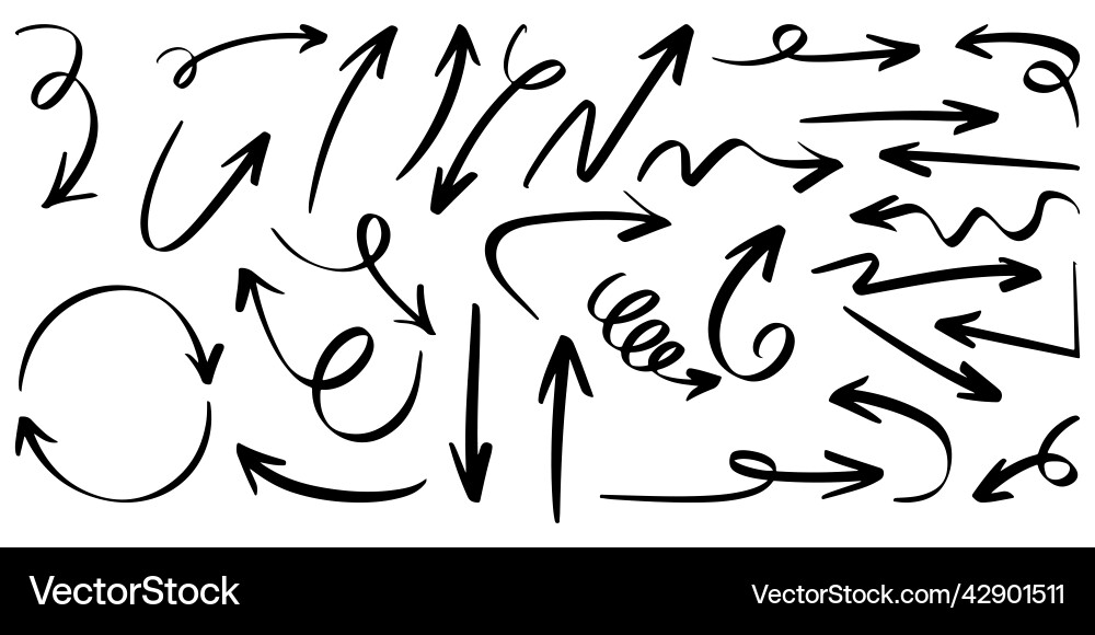 Hand gezeichnete Pfeil-Symbol auf weiß isoliert Hand gezeichnete Pfeil-Symbol auf weiß isoliert vektorbild