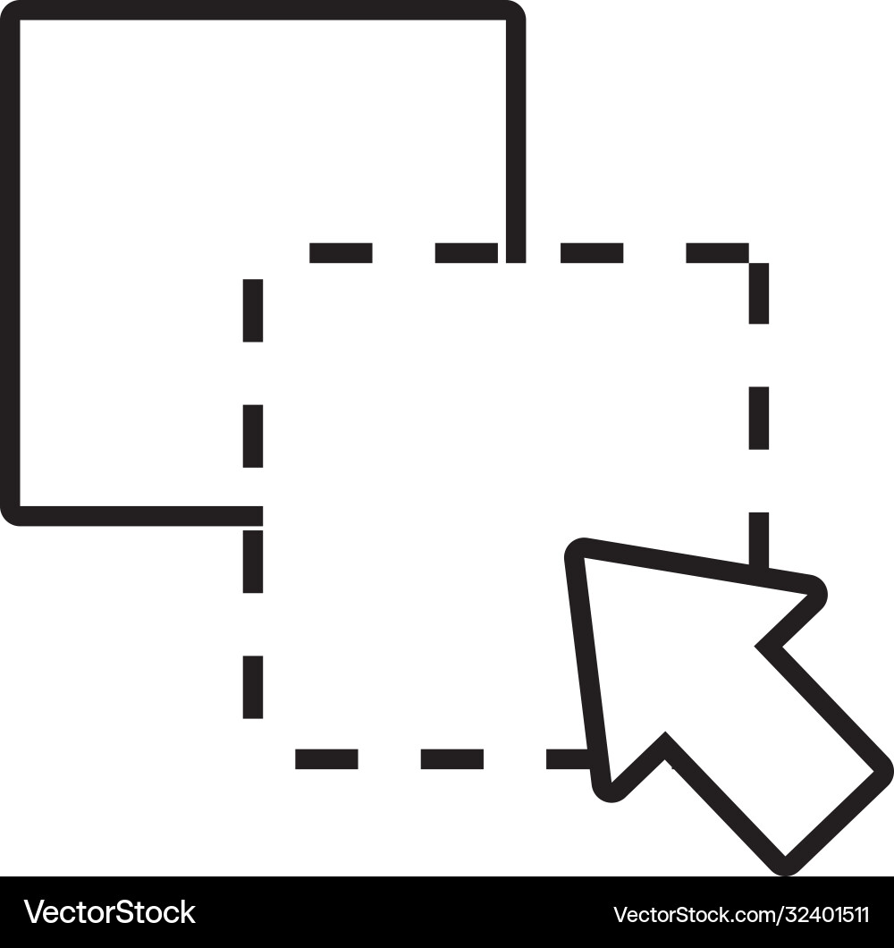 Icon square selection and cursor line style vector image
