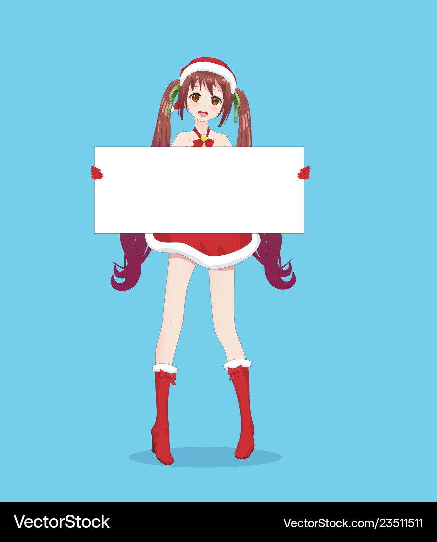 Japanese asian woman holding white big sign board Japanese asian woman holding white big sign board vector image