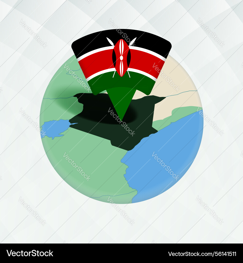 Kenya map highlighted with flag marker Kenya map highlighted with flag marker Vector Image