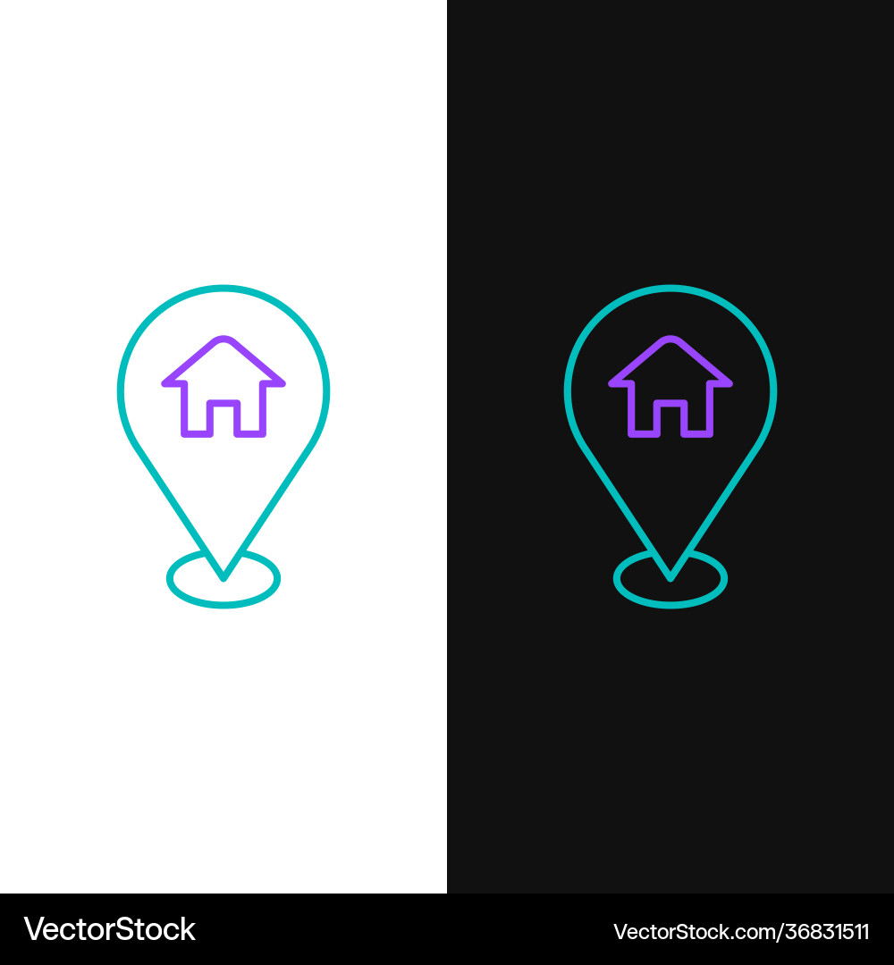 Line map pointer with house icon isolated on white Line map pointer with house icon isolated on white vector image