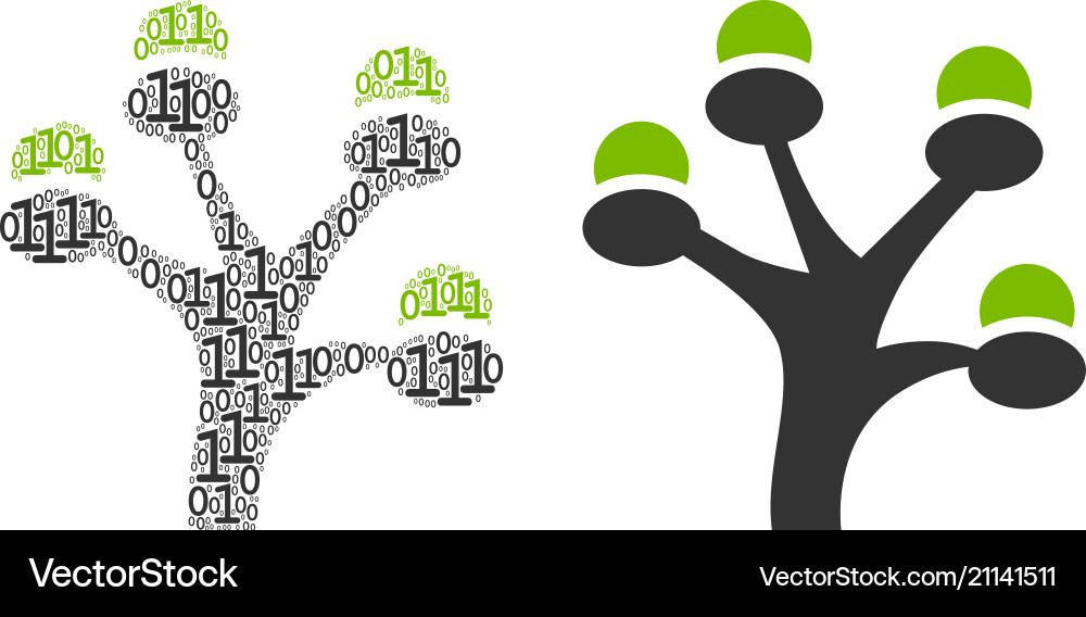 Money tree collage of binary digits Money tree collage of binary digits vector image