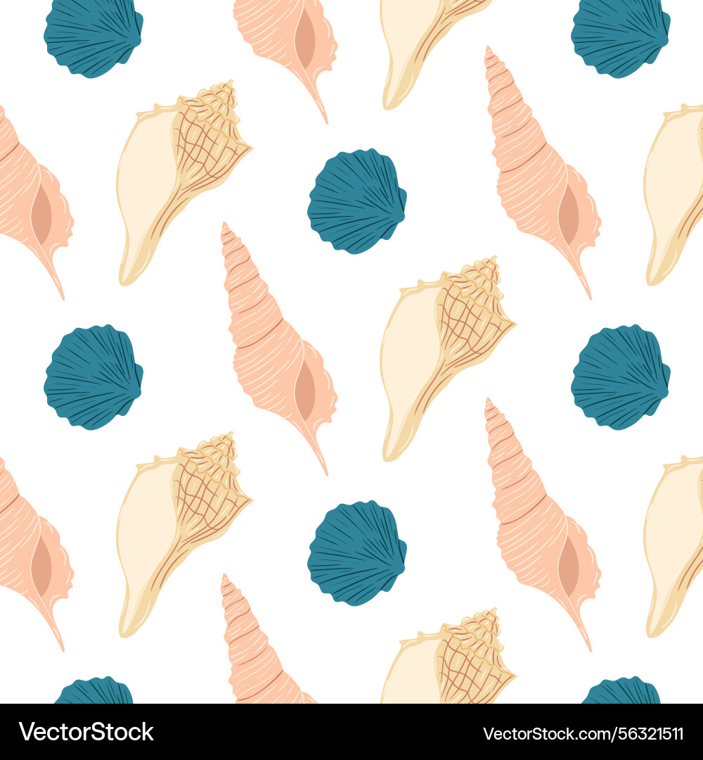 Seashell pattern design featuring various shell Seashell pattern design featuring various shell vector image