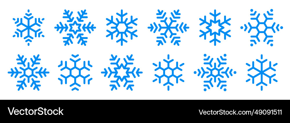 Set blue snowflake icons collection isolated Set blue snowflake icons collection isolated vector image