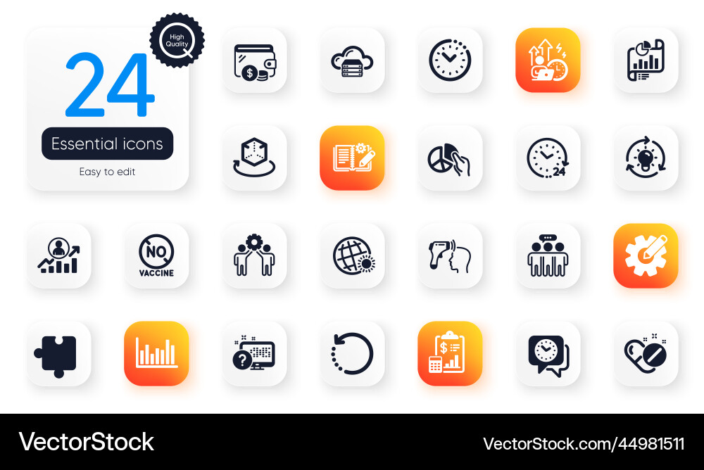 Set of science flat icons report cloud server Set of science flat icons report cloud server vector image