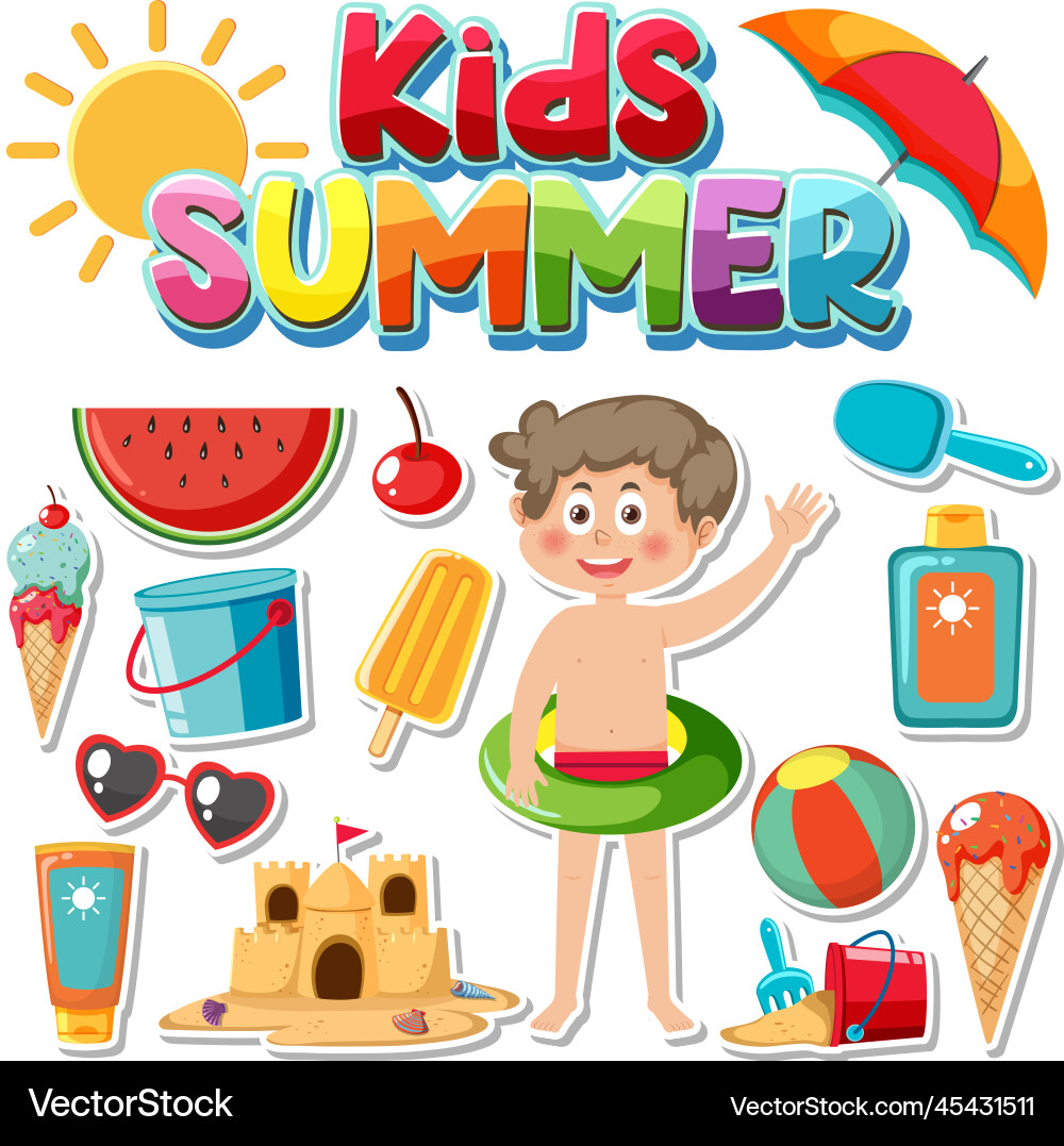 Set of summer beach objects Set of summer beach objects vector image