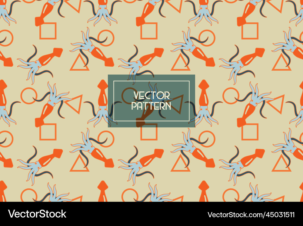 Squid with geometric shapes pattern vector image