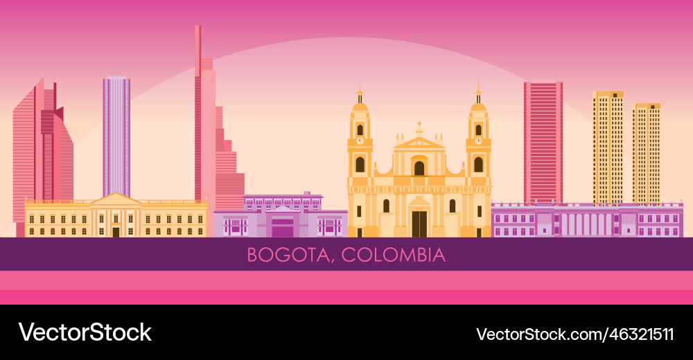 Sunset skyline panorama of city bogota Sunset skyline panorama of city bogota vector image