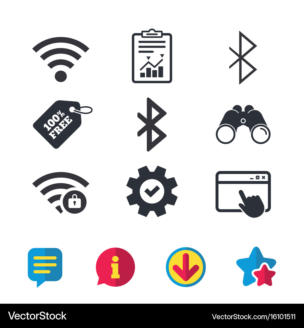 Wifi & Bluetooth Network Icons vector image