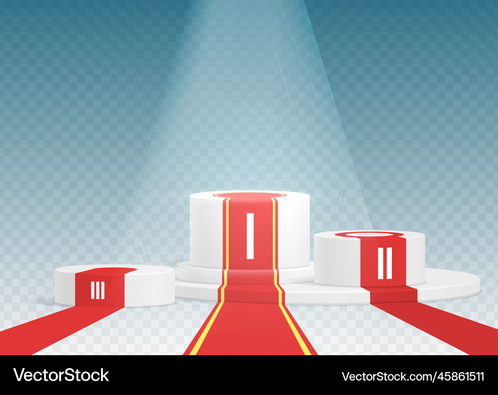 Winners podium with red carpet stage for awards Vector Image
