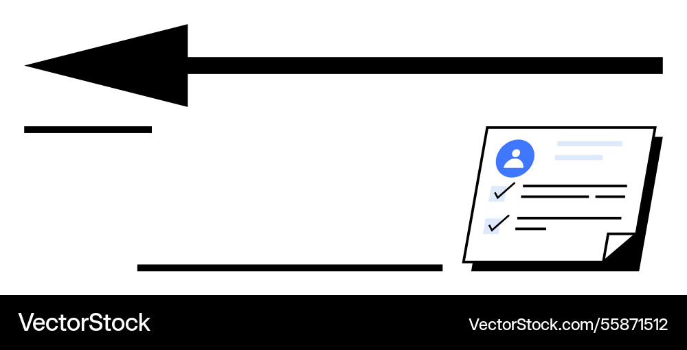 Arrow pointing backward with document containing Arrow pointing backward with document containing vector image