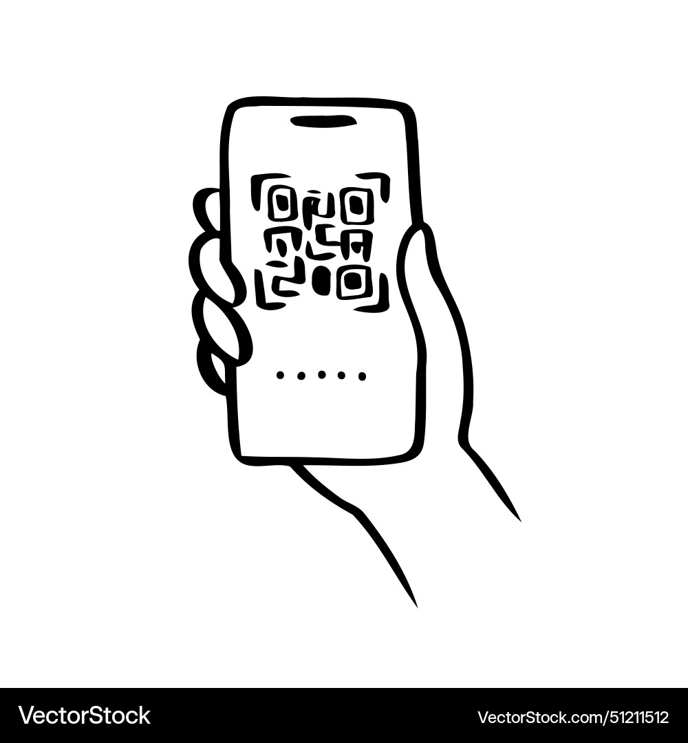 Doodle scan qr code isolated Doodle scan qr code isolated vector image