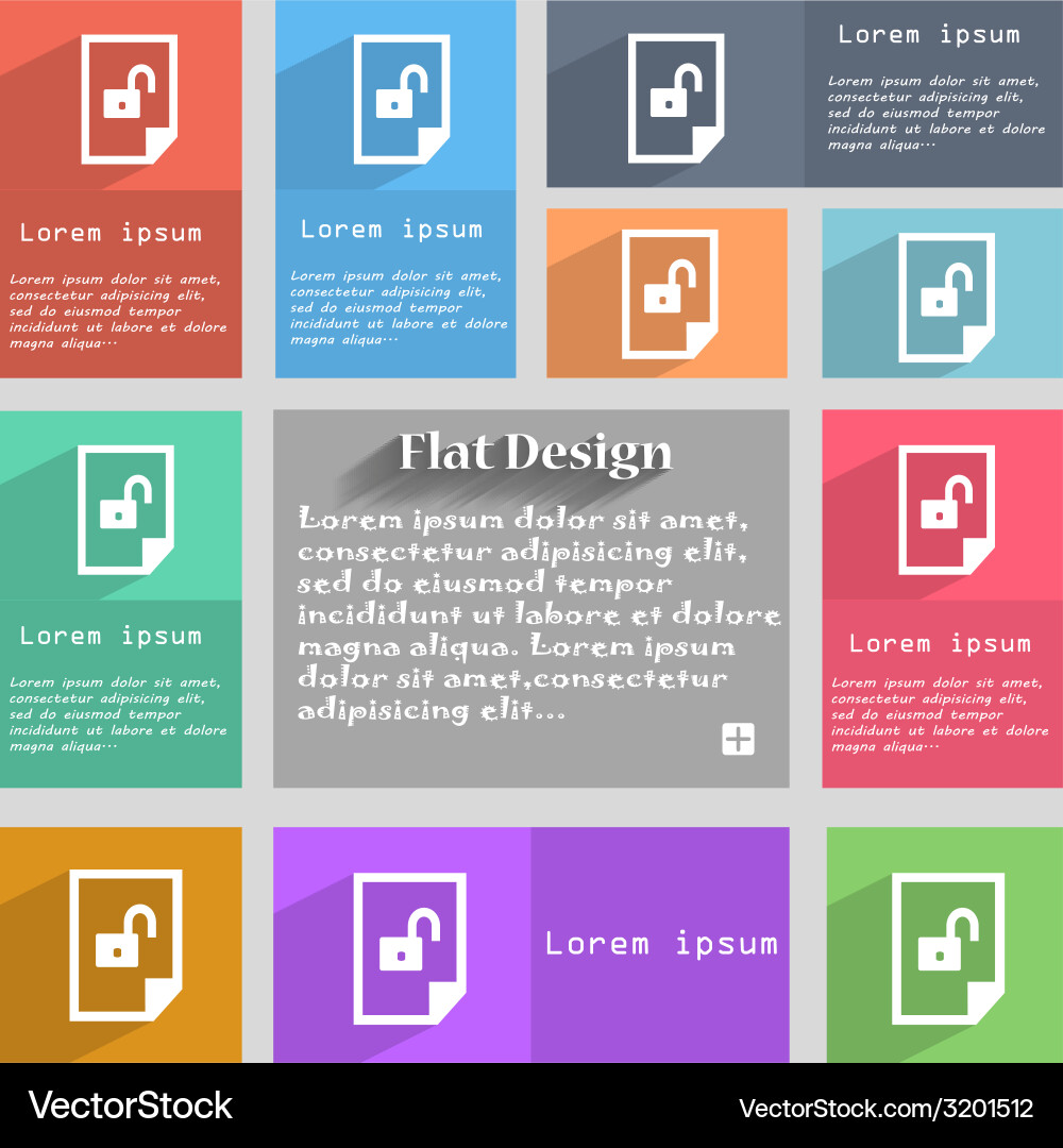 File unlocked icon sign set of coloured buttons Vector Image