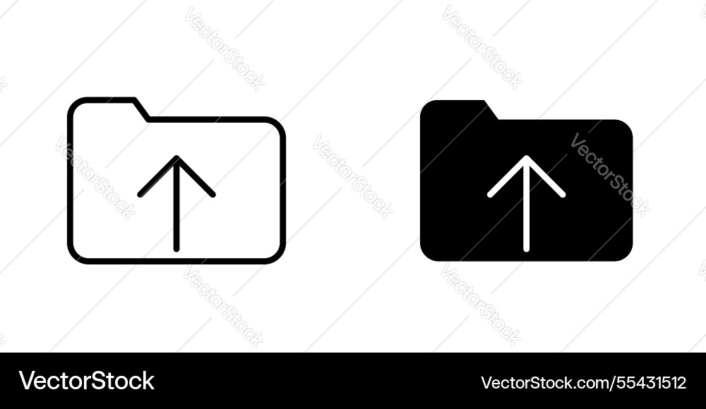 Folder upload icons set in filled and strokes vector image