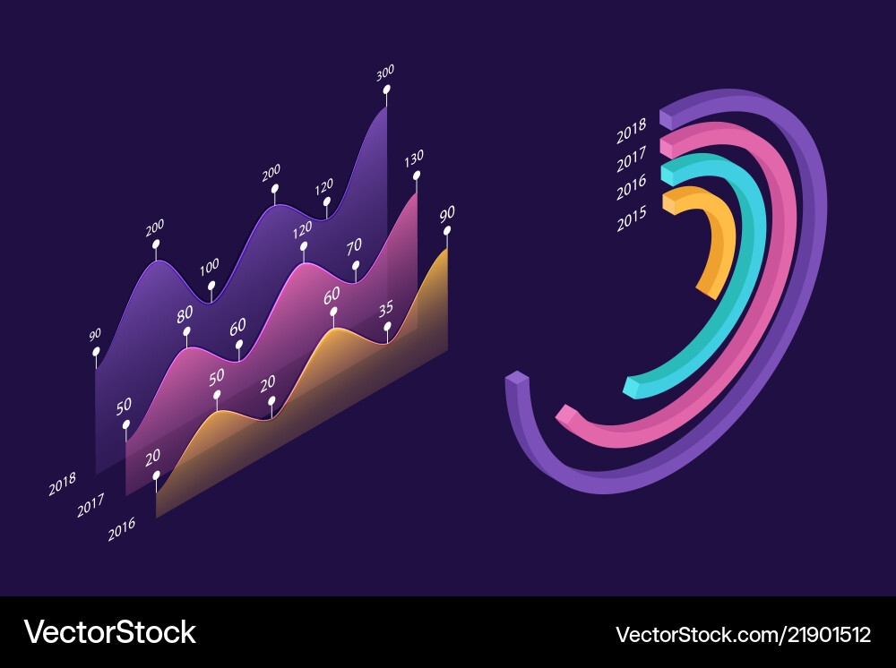 Isometric Data Elements Vector Image