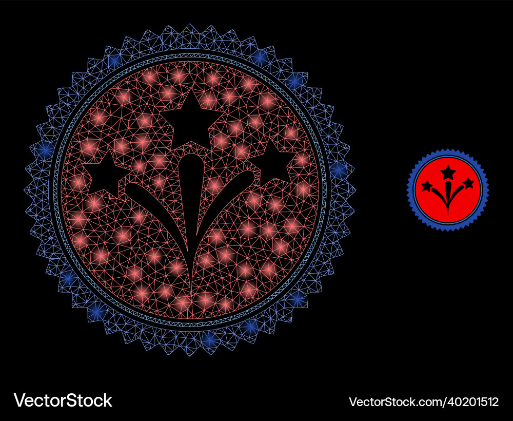 Mesh net fireworks seal stamp with light Mesh net fireworks seal stamp with light vector image