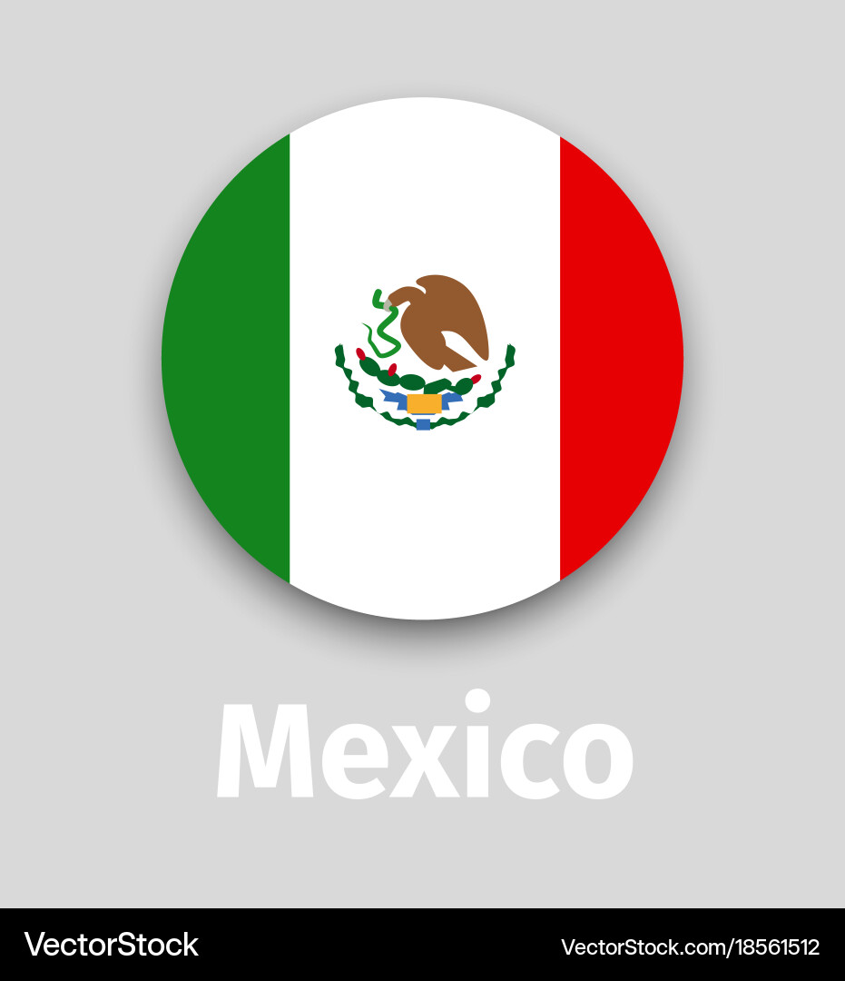Mexico flag round icon with shadow Vector Image