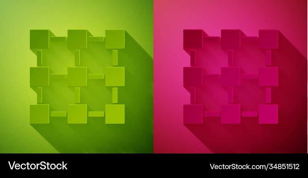 Paper cut blockchain technology icon isolated Paper cut blockchain technology icon isolated vector image