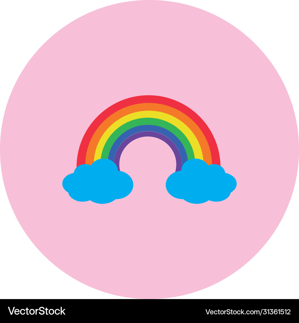 Rainbow and clouds icon block style vector image