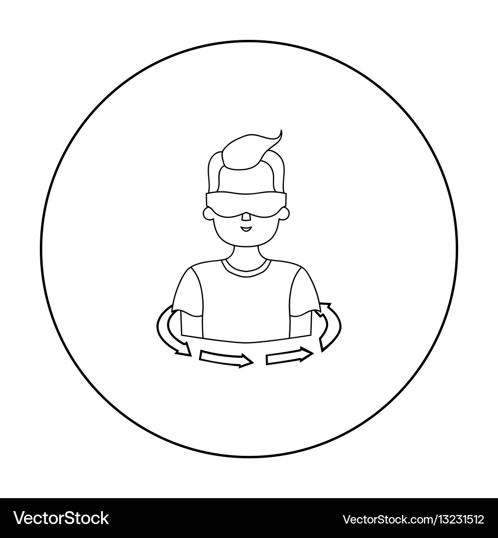 Rotation of player in the virtual reality icon vector image