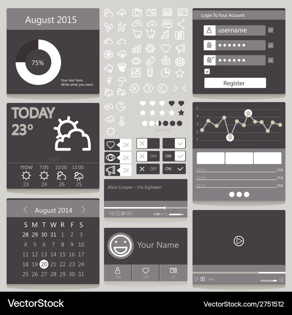 Set elements used for user interface black Vector Image