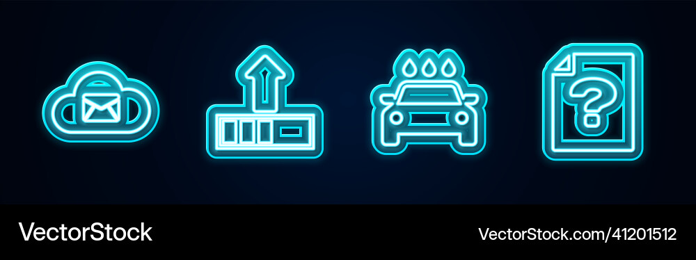 Set line cloud mail server loading car wash Set line cloud mail server loading car wash vector image