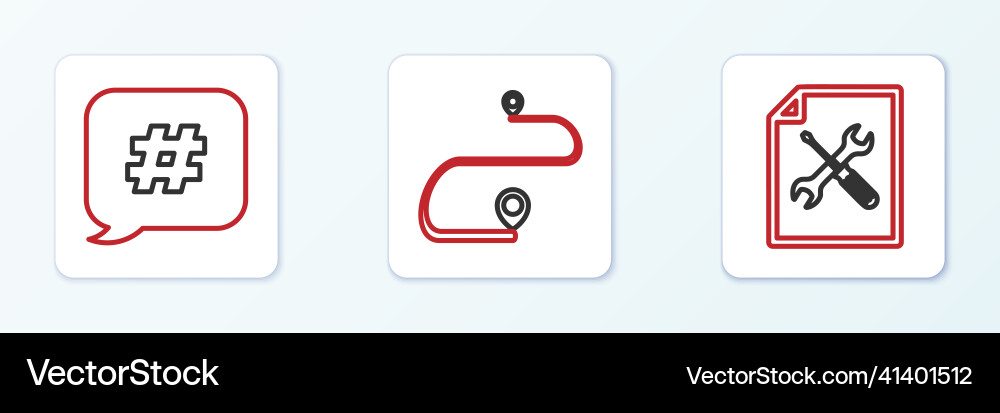 Set line file document service hashtag speech Vector Image