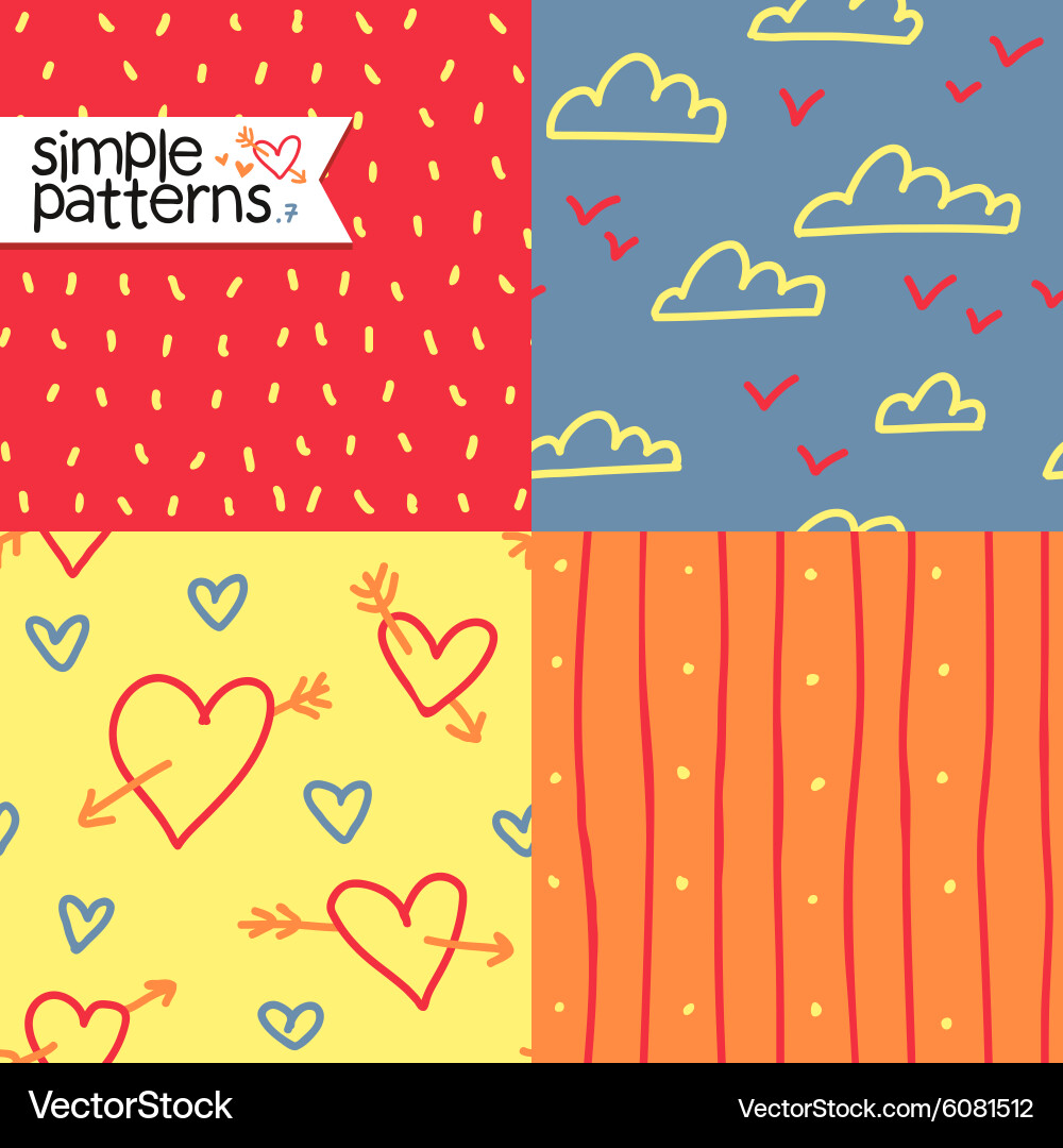 Set of four simple seamless patterns vector image