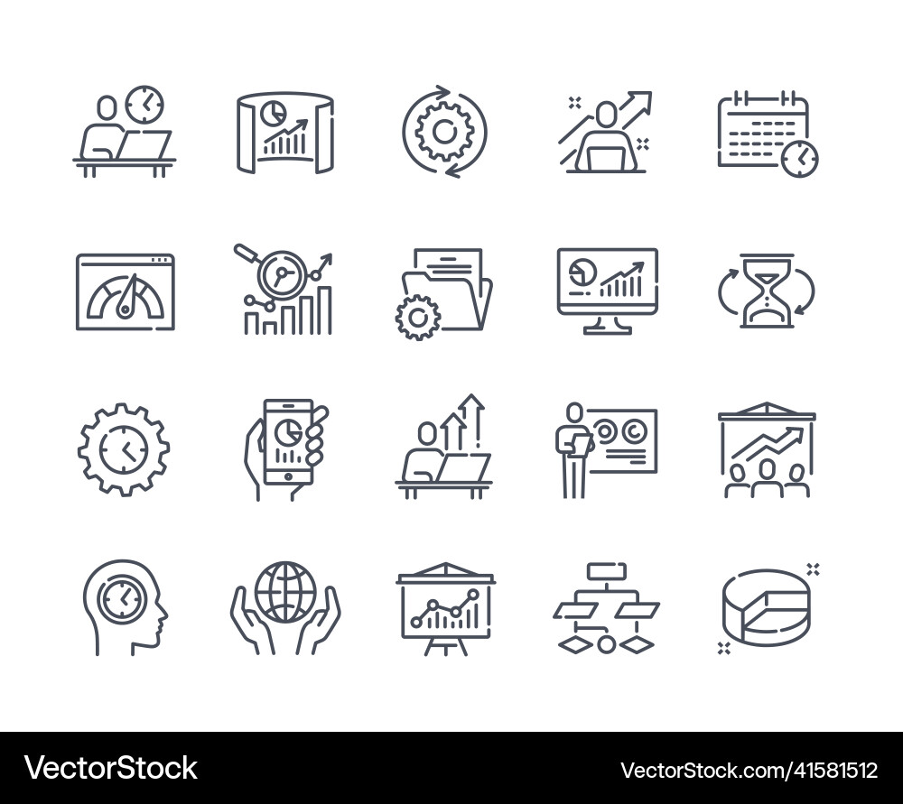 Set of linear productivity and efficiency icons Set of linear productivity and efficiency icons Vector Image