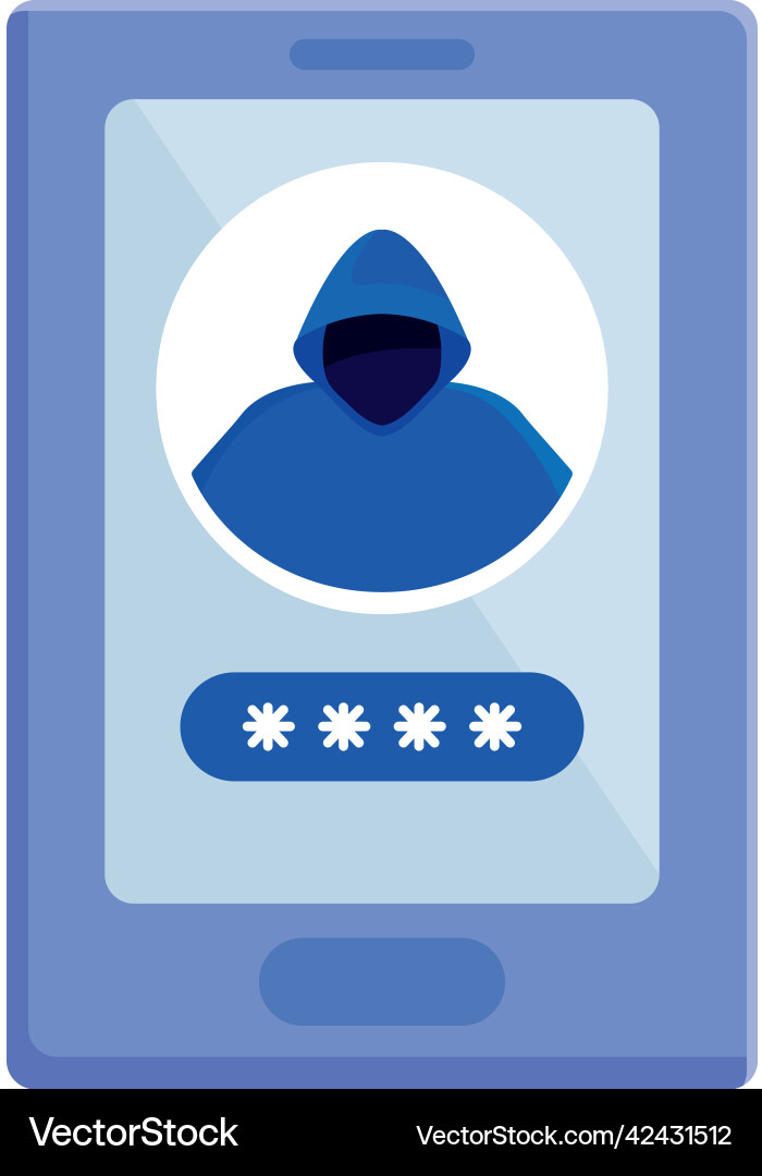 Smartphone with hacker Vector Image