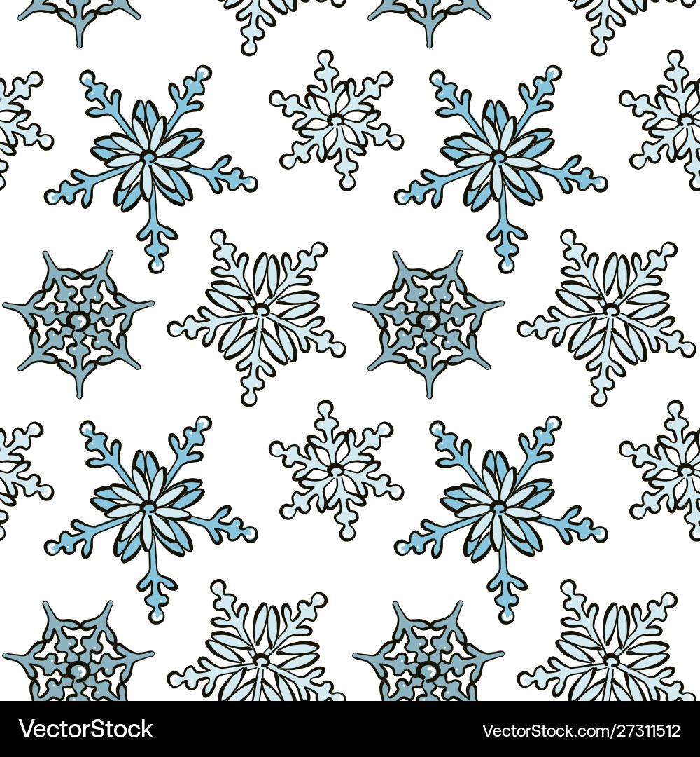 Snowflake hand-drawn pattern repetiotion design Snowflake hand-drawn pattern repetiotion design vector image
