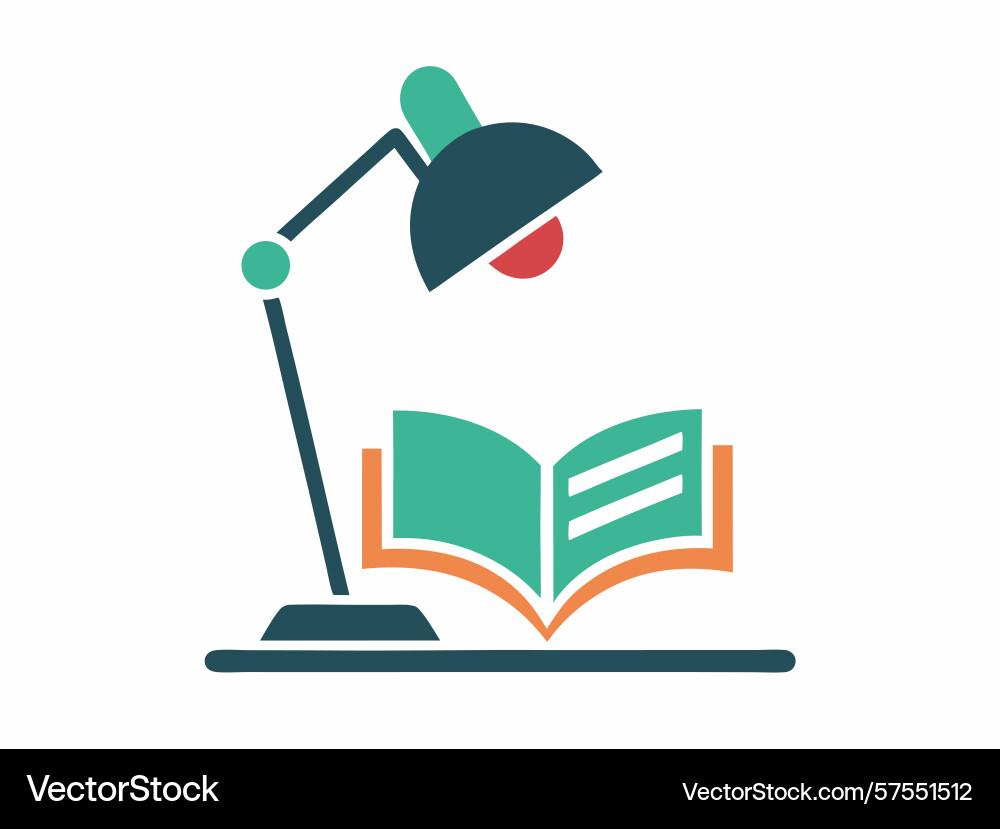 Study lamp illuminating a book representing vector image