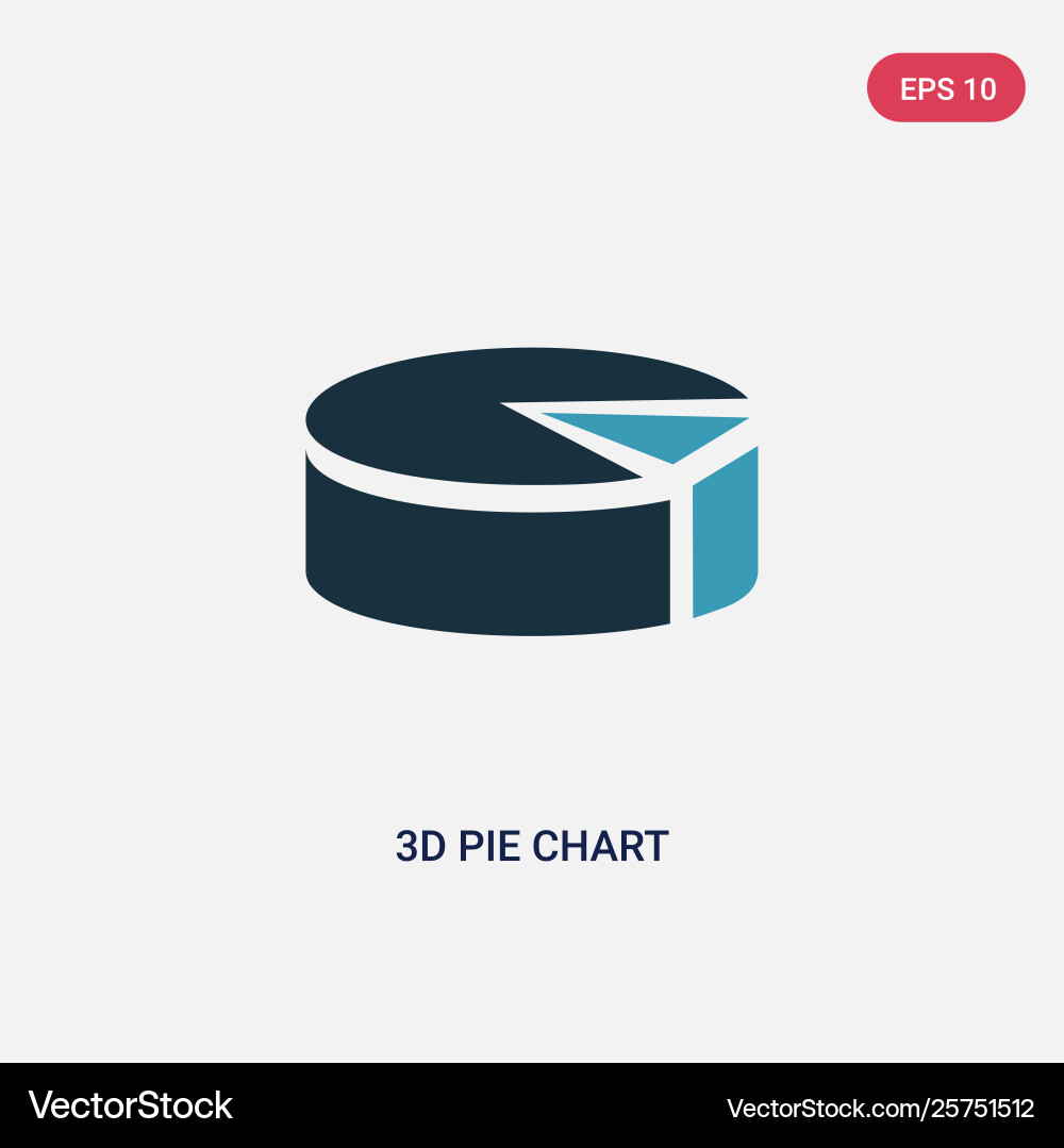 Two color 3d pie chart icon from user interface Two color 3d pie chart icon from user interface vector image