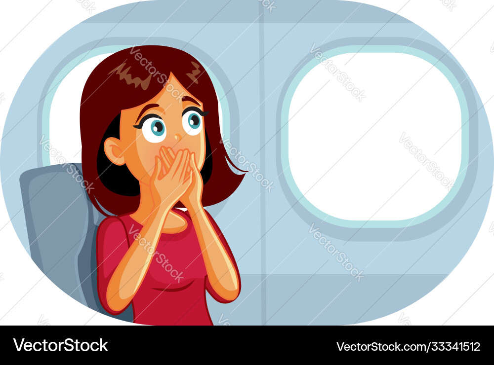 Woman sitting window on an airplane Woman sitting window on an airplane vector image