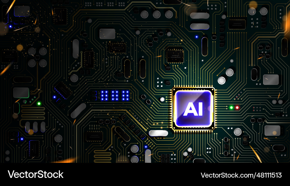 Ai chipset processor with golden circuits Ai chipset processor with golden circuits vector image