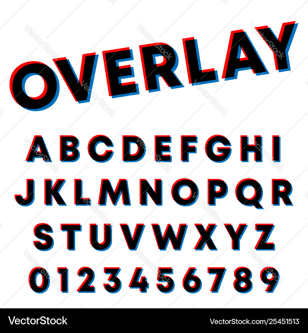 Alphabet font template letters and numbers vector image