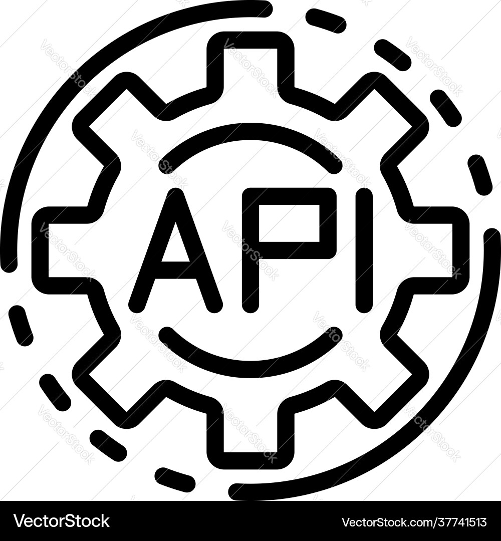 Api code gear icon outline style Api code gear icon outline style vector image