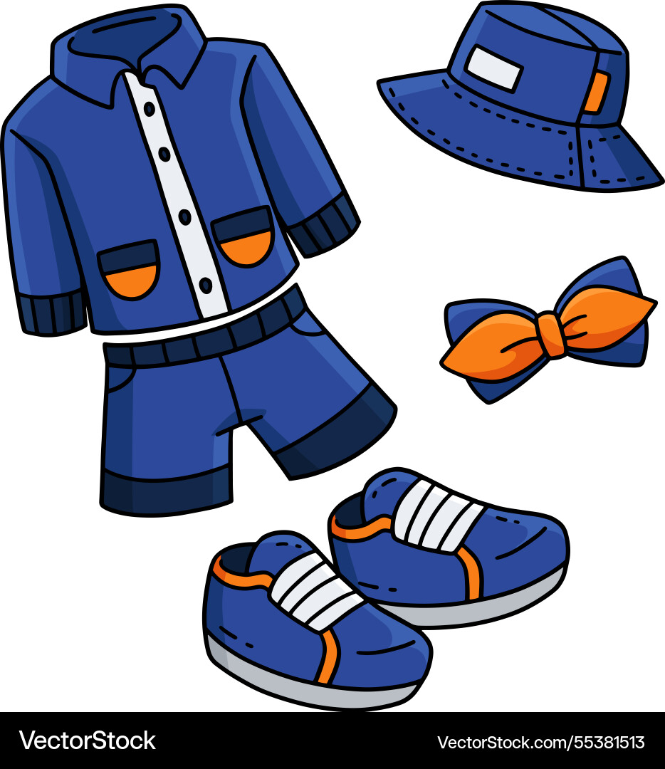 Babydusche Junge Outfit Cartoon Clipart Vektorbild