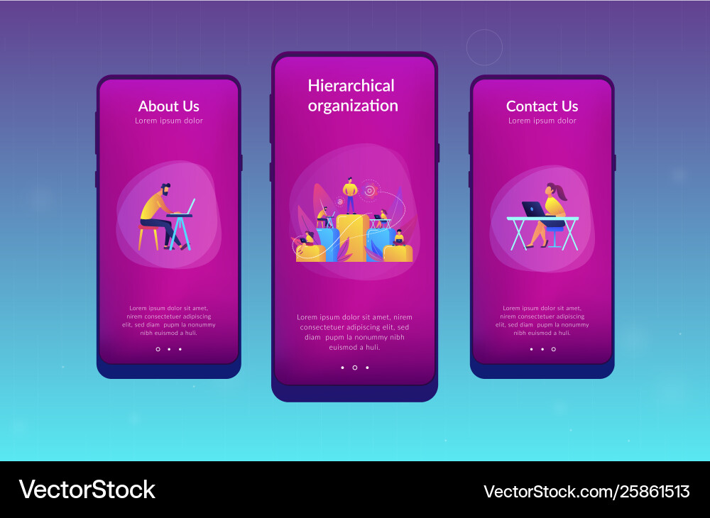 Business hierarchy app interface template Business hierarchy app interface template Vector Image