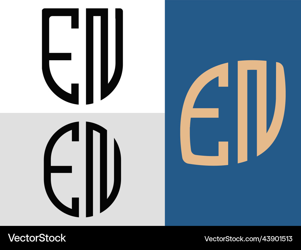 Creative initial letters en logo designs bundle Creative initial letters en logo designs bundle vector image