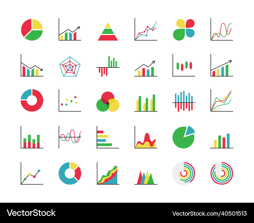 Diagram chart graph big set Diagram chart graph big set Vector Image
