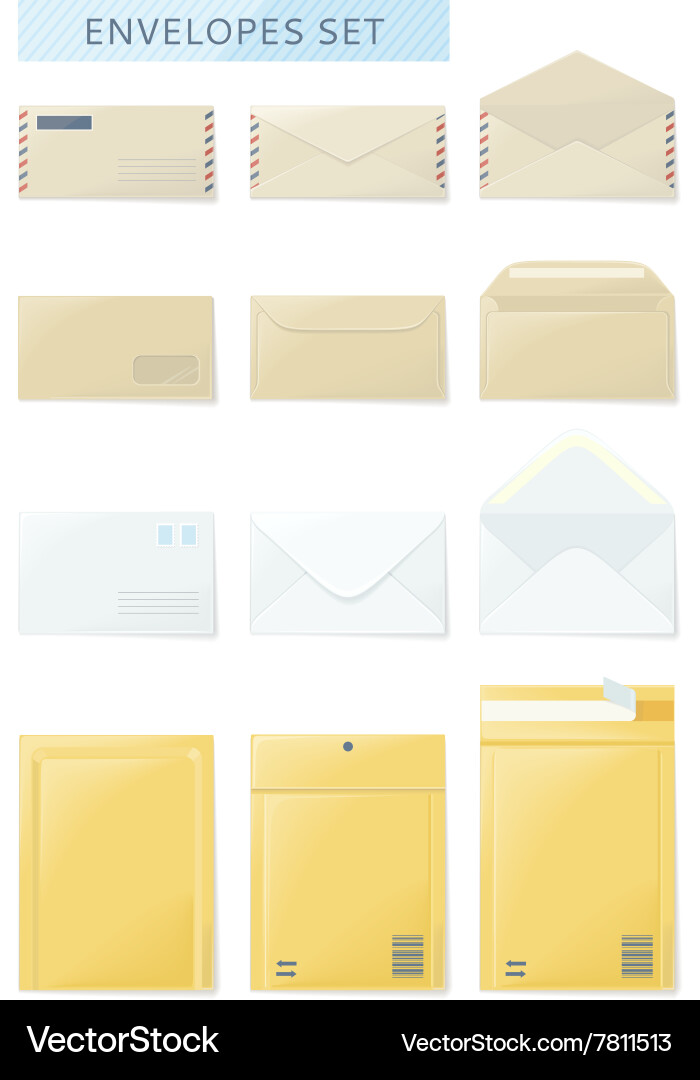 Envelope set open and close design flat Vector Image