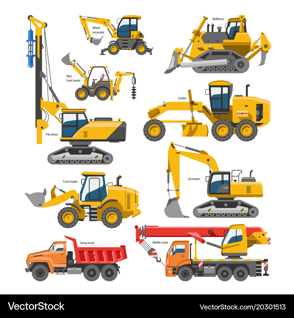 Excavator for construction digger Royalty Free Vector Image